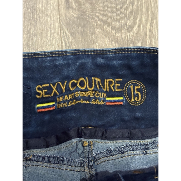 Sexy Couture Sz 15 Juniors Colombian Design Heart Butt Lift Push Up Skinny Jeans - Picture 4 of 10